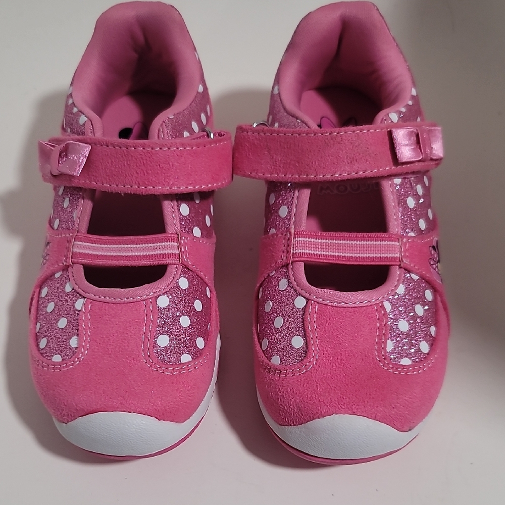 Disney Minni Mouse Charming Pink Polka Dot Kids Sneakers Size 10.5